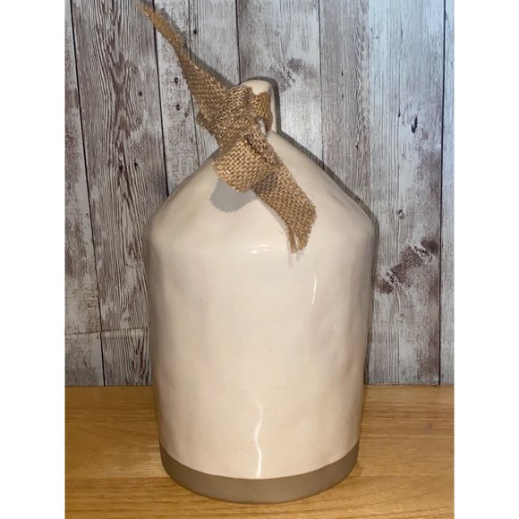 Rae Dunn Ceramic Home Round Cylinder Birdhouse Tan Bottom Farmhouse Home Decor - Picture 2 of 7